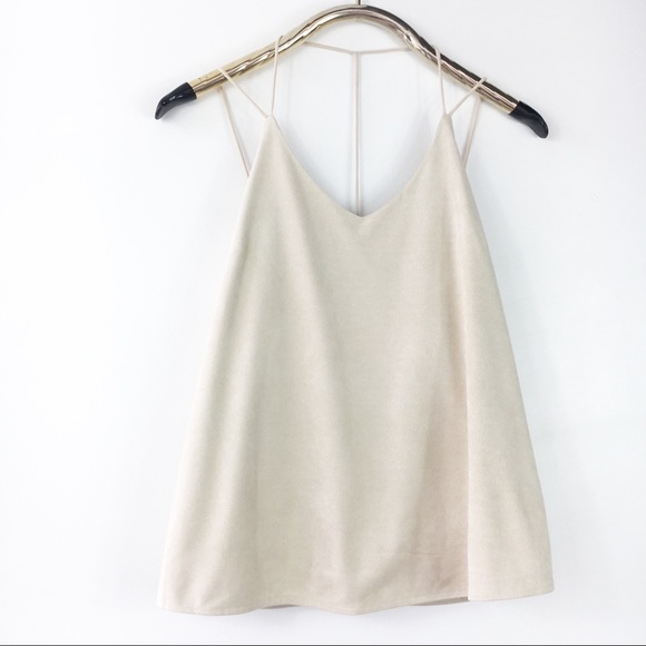 She and Sky Tops - She + Sky Boho Faux Suede Strappy Halter Top M